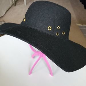 Black floppy hat gold detail wide